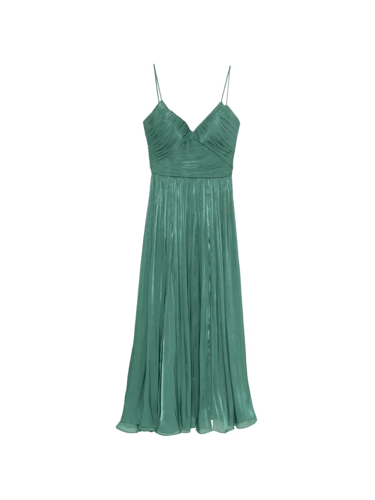 Costarellos Fayla V-neck pleated maxi dress - Green - 画像1