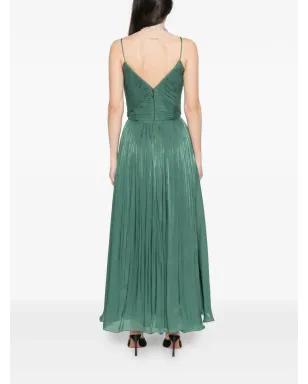Costarellos Fayla V-neck pleated maxi dress - Green - サムネイル4
