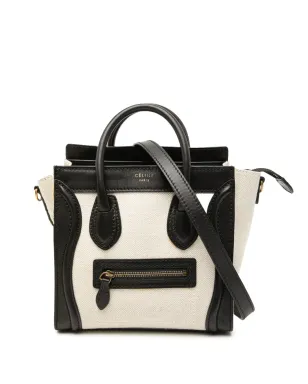 Celine Pre-Owned 2011 Nano バイカラー キャンバスとレザー ラゲージ トート サッチェル - Black - サムネイル1