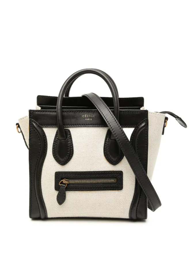 Celine Pre-Owned Celine Pre-Owned 2011 Nano バイカラー キャンバスとレザー ラゲージ トート サッチェル - Blackの商品画像