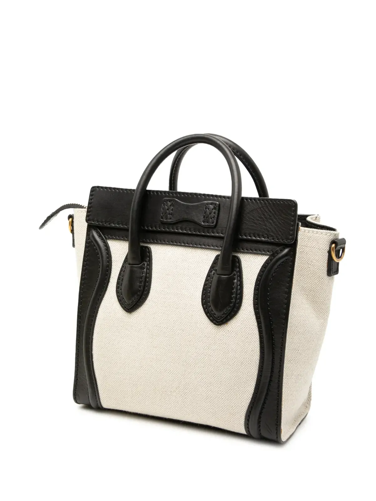 Celine Pre-Owned 2011 Nano バイカラー キャンバスとレザー ラゲージ トート サッチェル - Black - 画像3