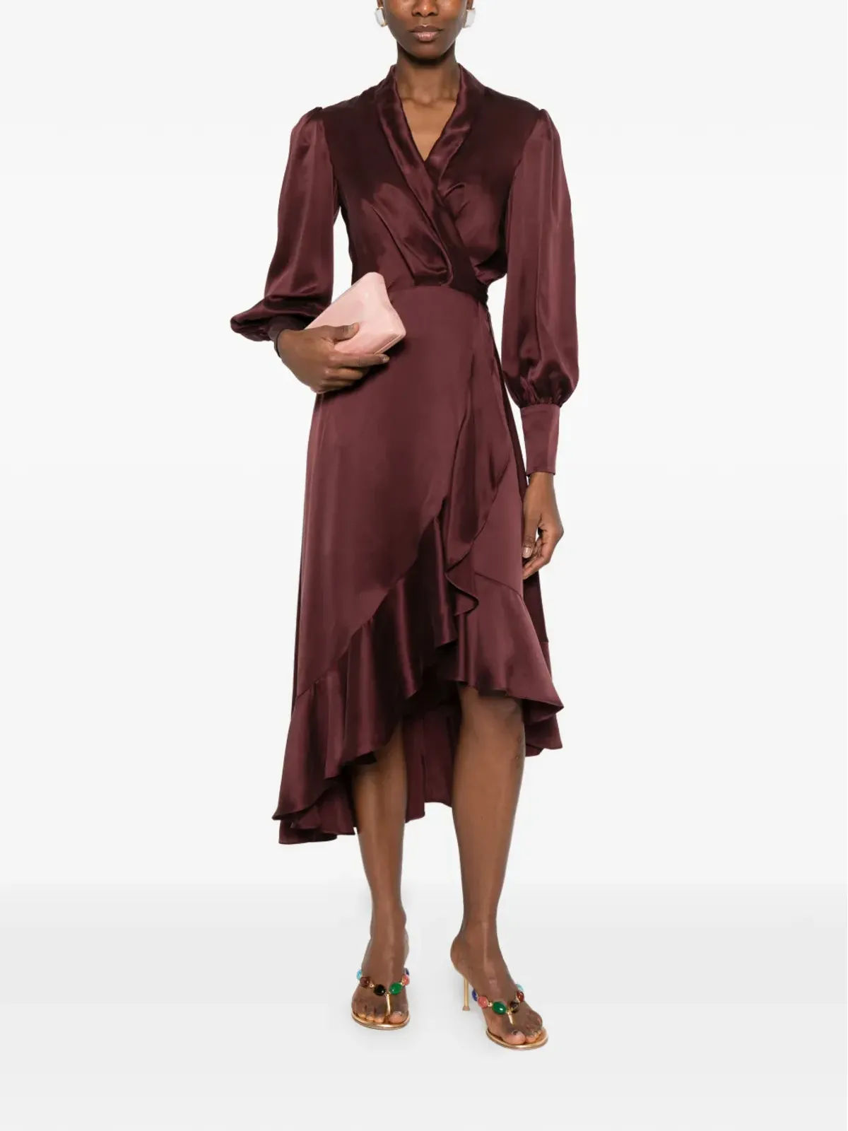 ZIMMERMANN ラッフル付きラップミディドレス - 画像2