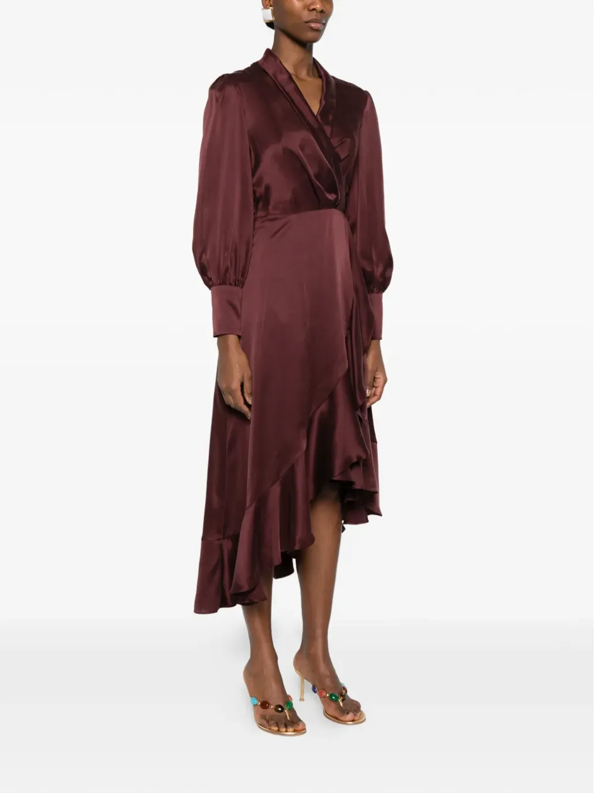 ZIMMERMANN ラッフル付きラップミディドレス - 画像3