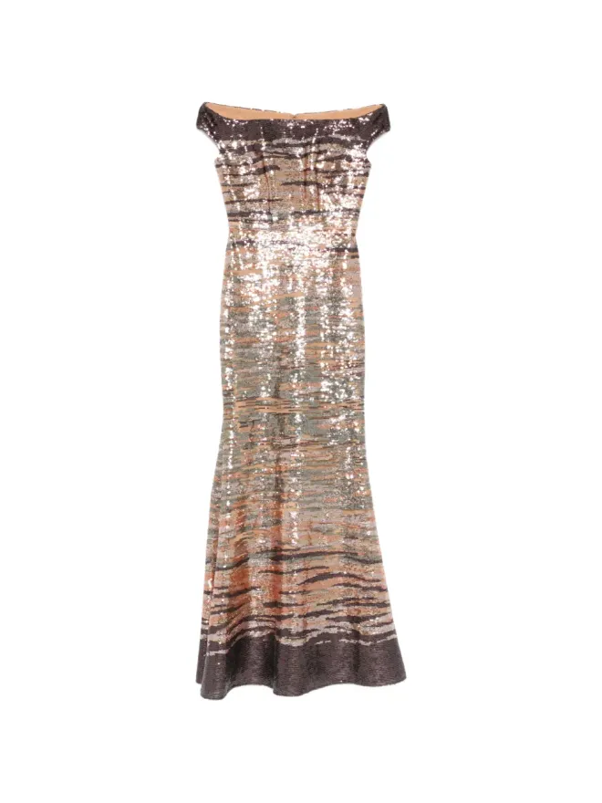 Elie Saab Elie Saab スパンコール付きストライプのマキシドレスの商品画像