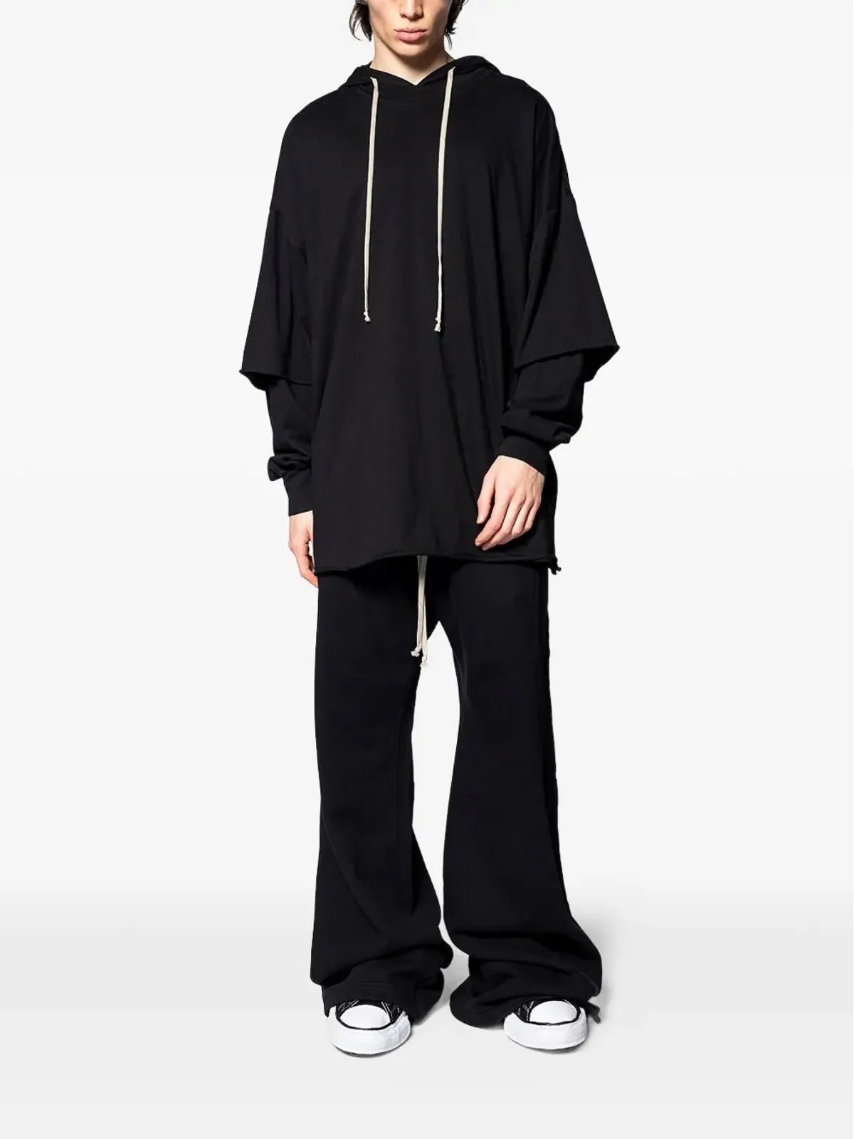 Rick Owens DRKSHDW フード付きレイヤードニットウェア - ブラック - 画像2