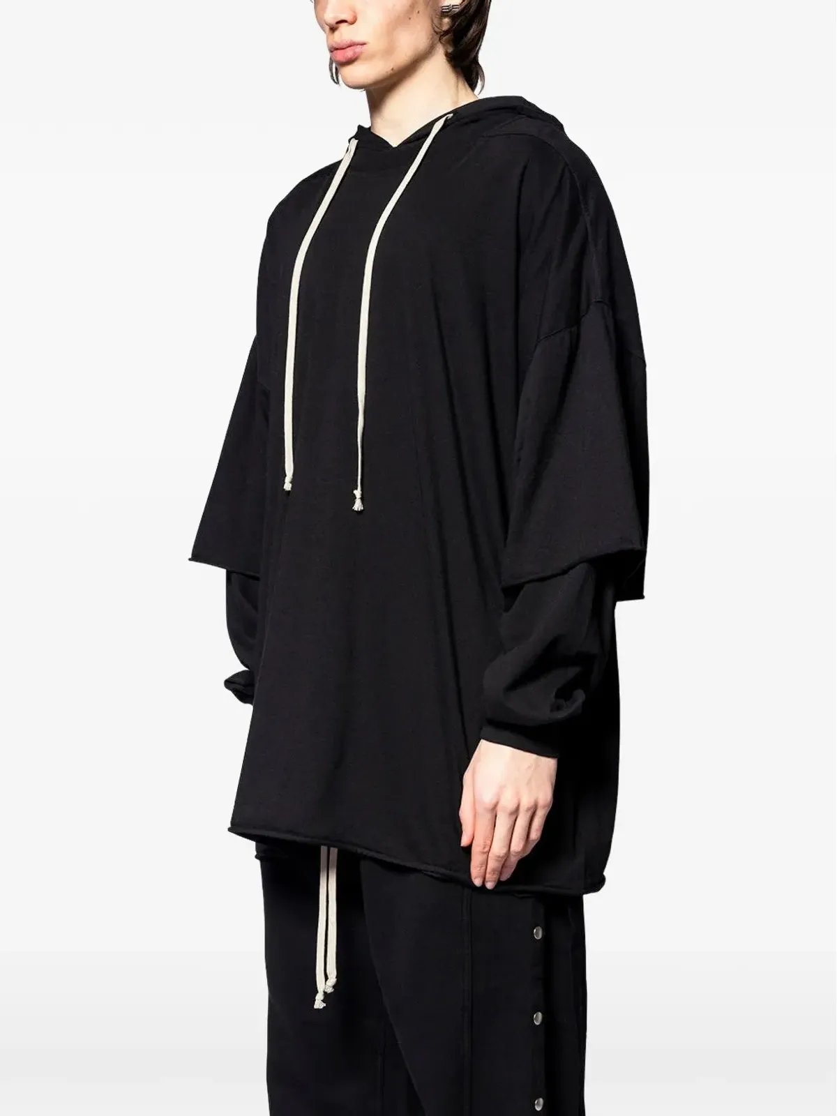 Rick Owens DRKSHDW フード付きレイヤードニットウェア - ブラック - 画像3