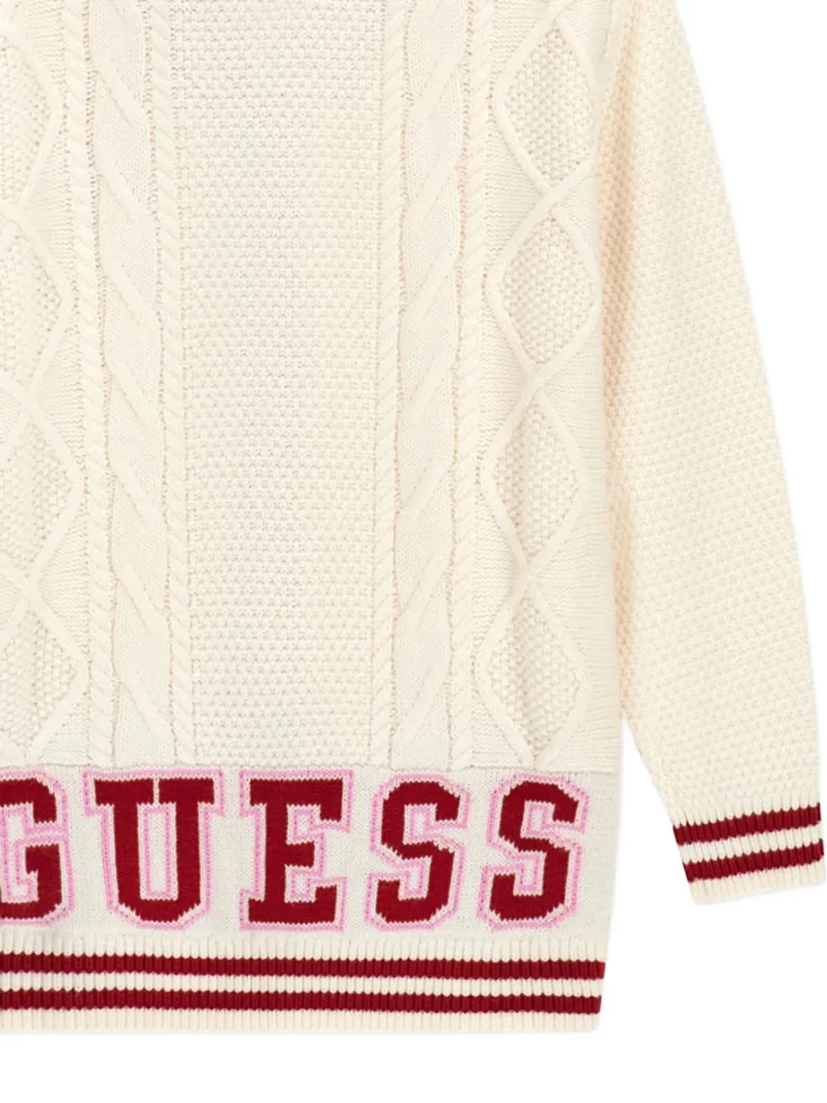 guess kids ケーブルニット・ストライプ カーディガン - 画像3