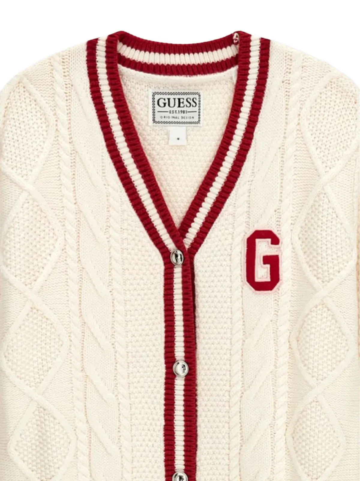 guess kids ケーブルニット・ストライプ カーディガン - 画像4