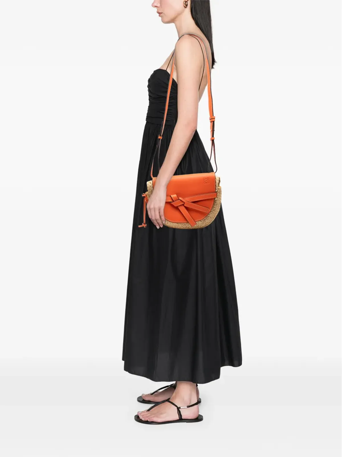 Loewe ビンテージ ラフィア地ゲート クロスボディバッグ (ブラウン) - 画像2