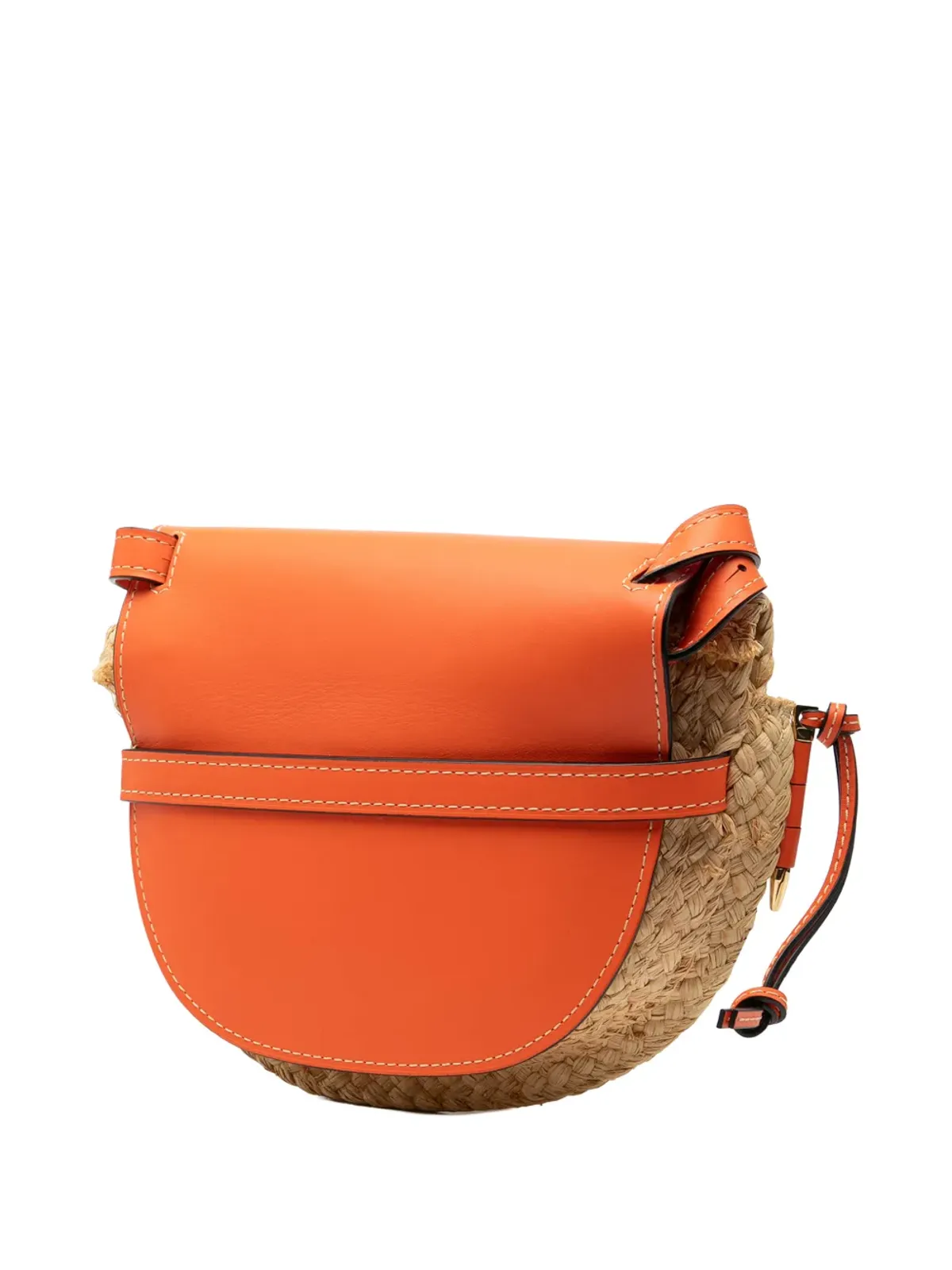 Loewe ビンテージ ラフィア地ゲート クロスボディバッグ (ブラウン) - 画像3