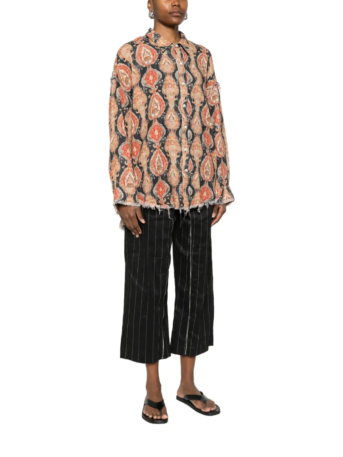R13 シュレッド・シーム柄シャツ - ブラック - 画像3