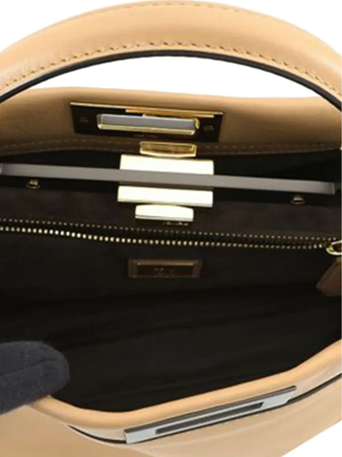 Fendi Pre-Owned ミディアムレザー セルレリア ピーカブー アイコニック サッチェル ブラウン - 画像5