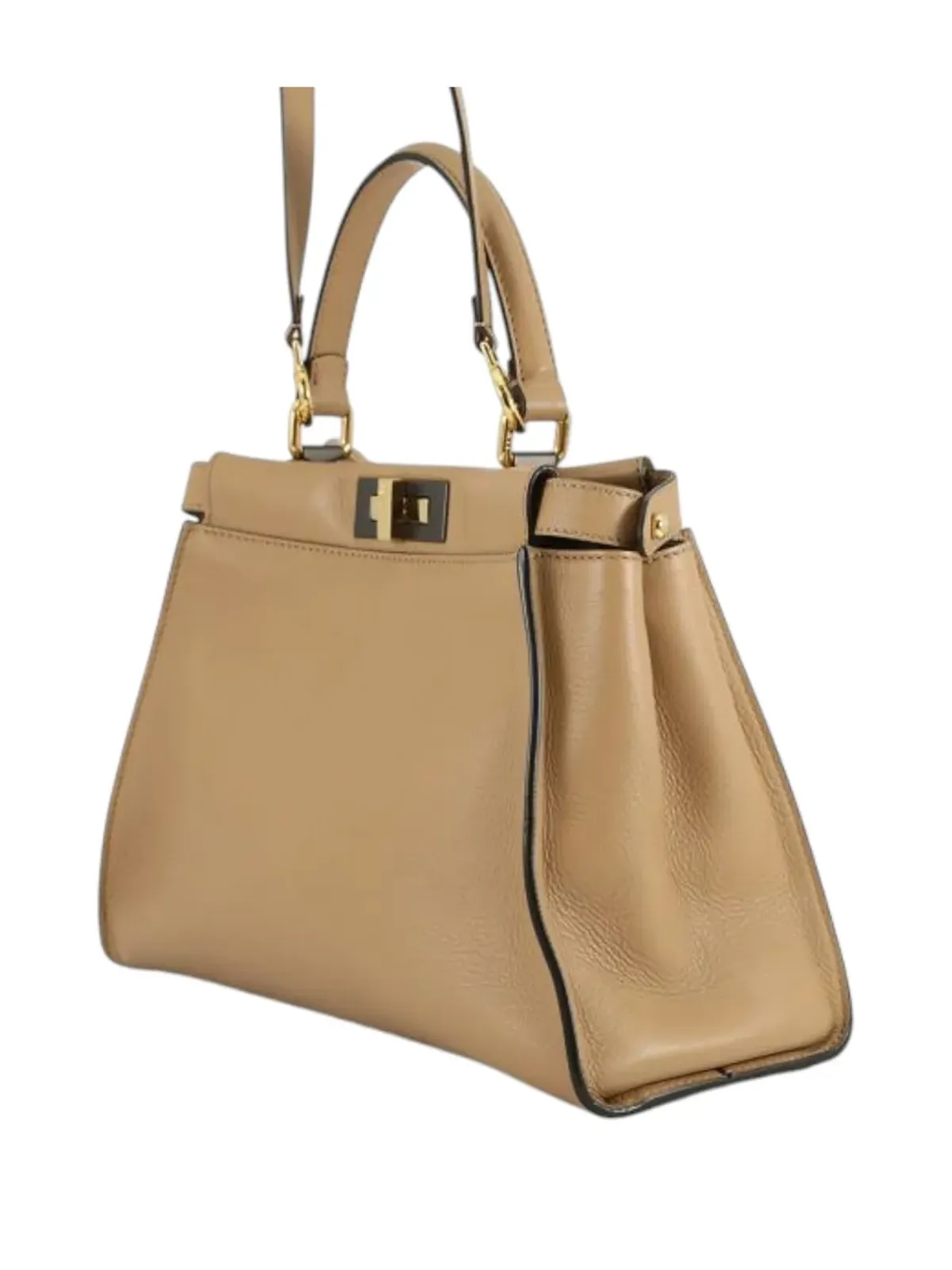 Fendi Pre-Owned ミディアムレザー セルレリア ピーカブー アイコニック サッチェル ブラウン - 画像3