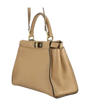 Fendi Pre-Owned ミディアムレザー セルレリア ピーカブー アイコニック サッチェル ブラウン - サムネイル3