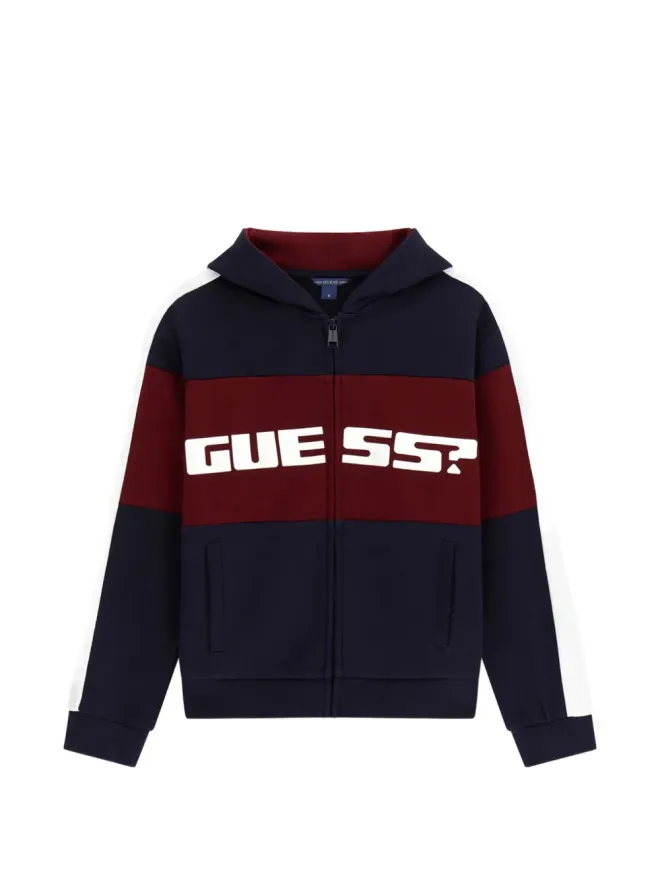guess kids guess kids ロゴプリント ジップアップ フーディ ブルーの商品画像