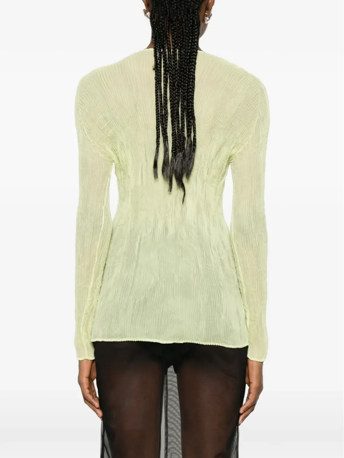 Issey Miyake Vネックのフリル付きTシャツ - 画像4