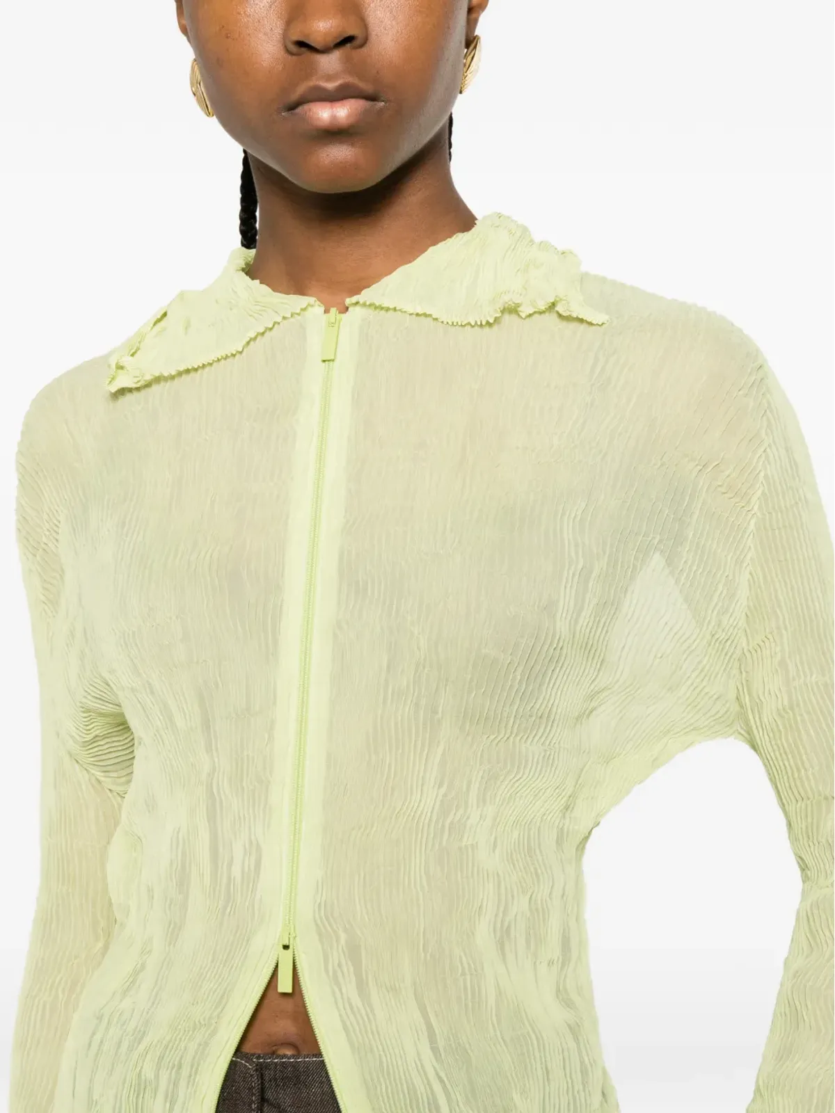 Issey Miyake フリル付きジップファスナーシャツ - 画像5