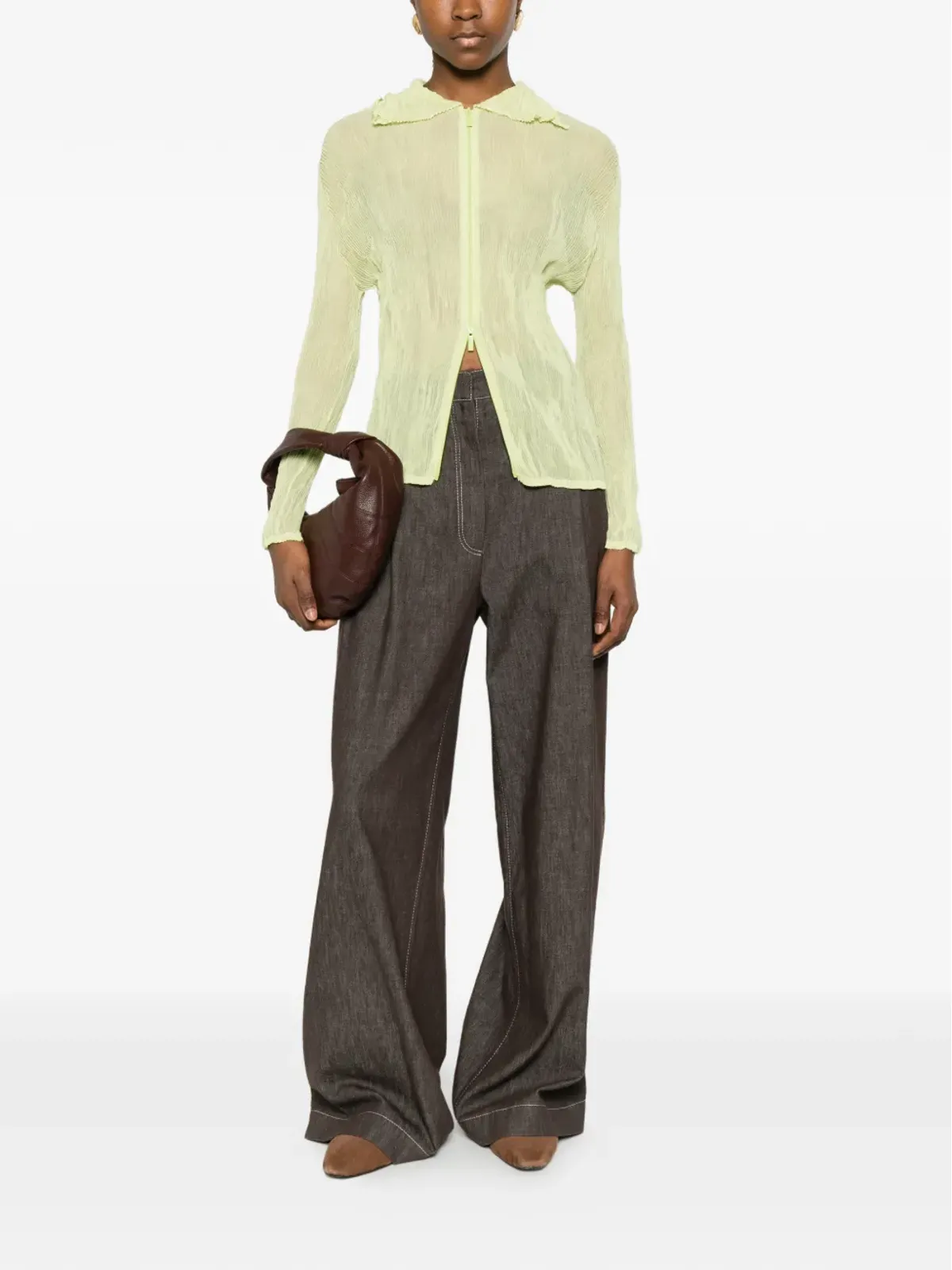 Issey Miyake フリル付きジップファスナーシャツ - 画像2