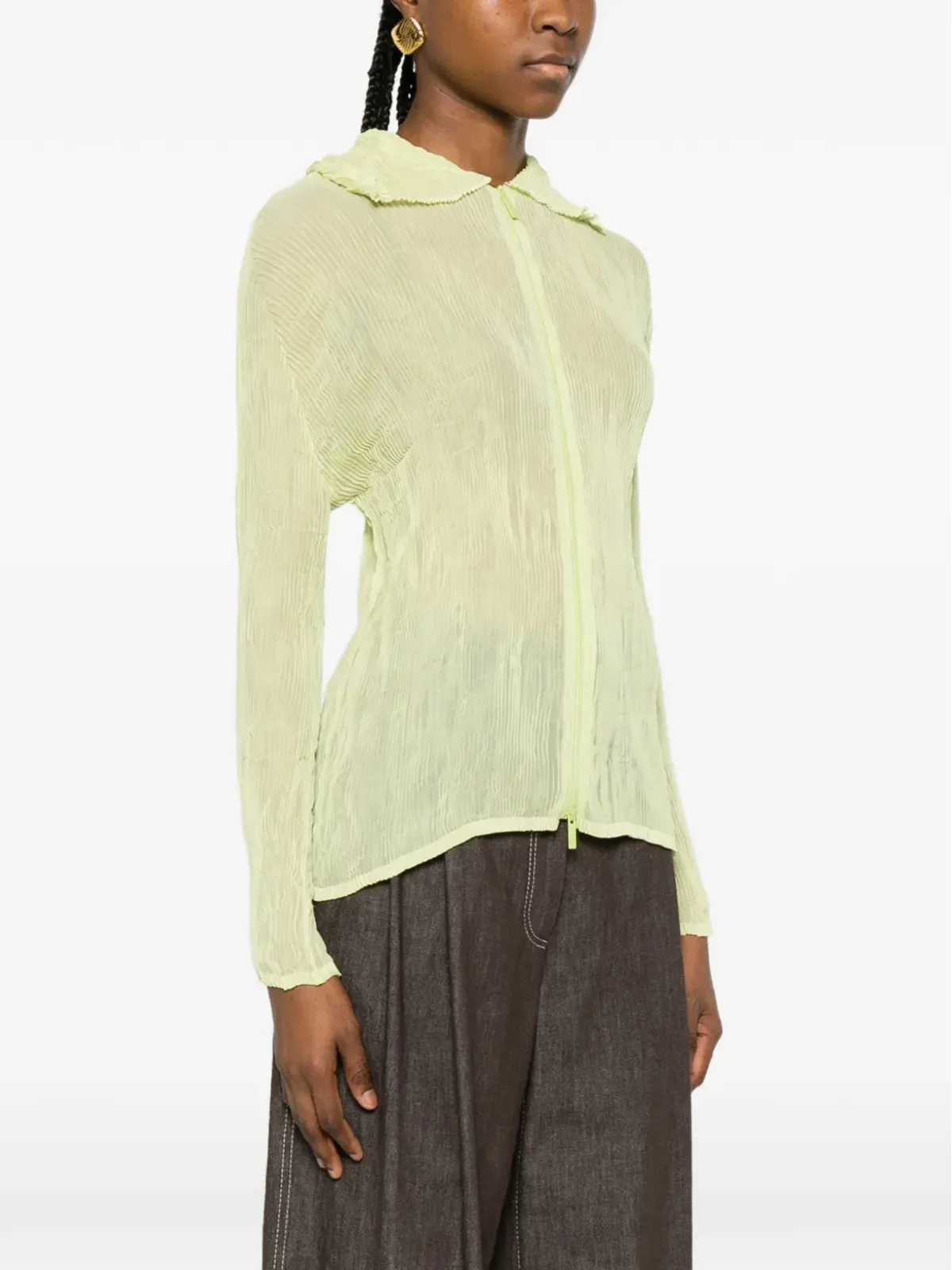 Issey Miyake フリル付きジップファスナーシャツ - 画像3