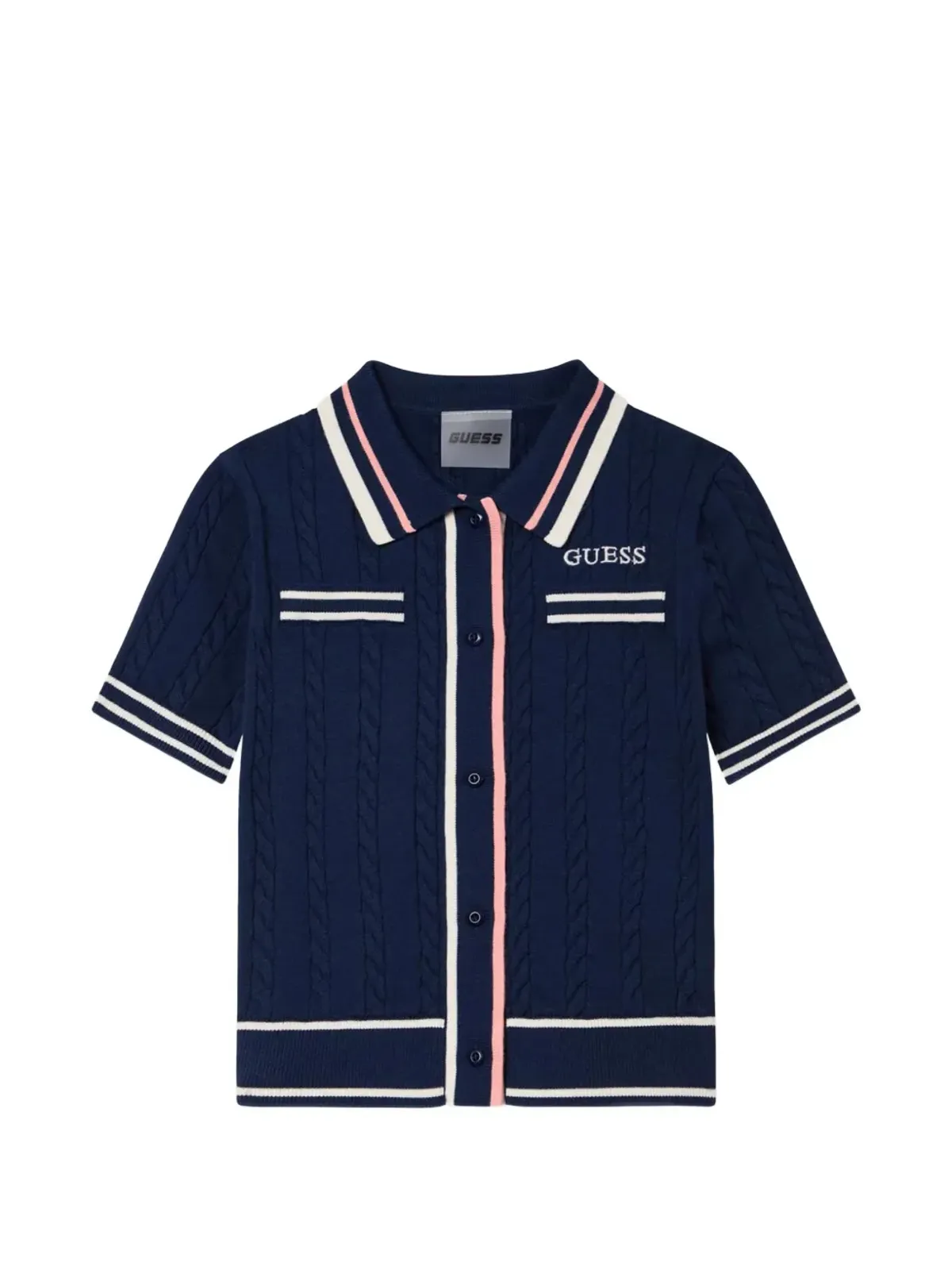 guess kids ショートスリーブ ケーブルニット カーディガン ブルー - 画像1
