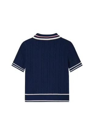 guess kids ショートスリーブ ケーブルニット カーディガン ブルー - サムネイル2