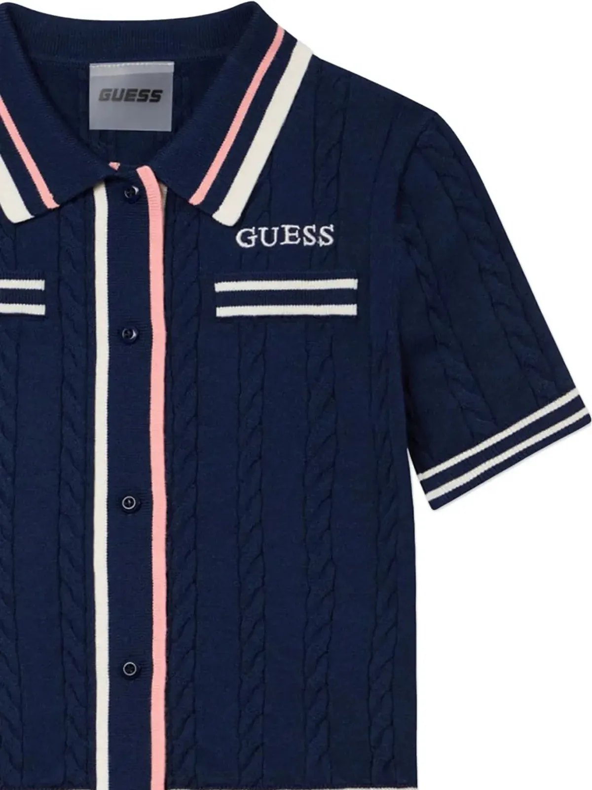 guess kids ショートスリーブ ケーブルニット カーディガン ブルー - 画像4