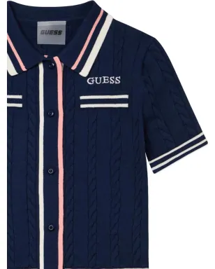 guess kids ショートスリーブ ケーブルニット カーディガン ブルー - サムネイル4
