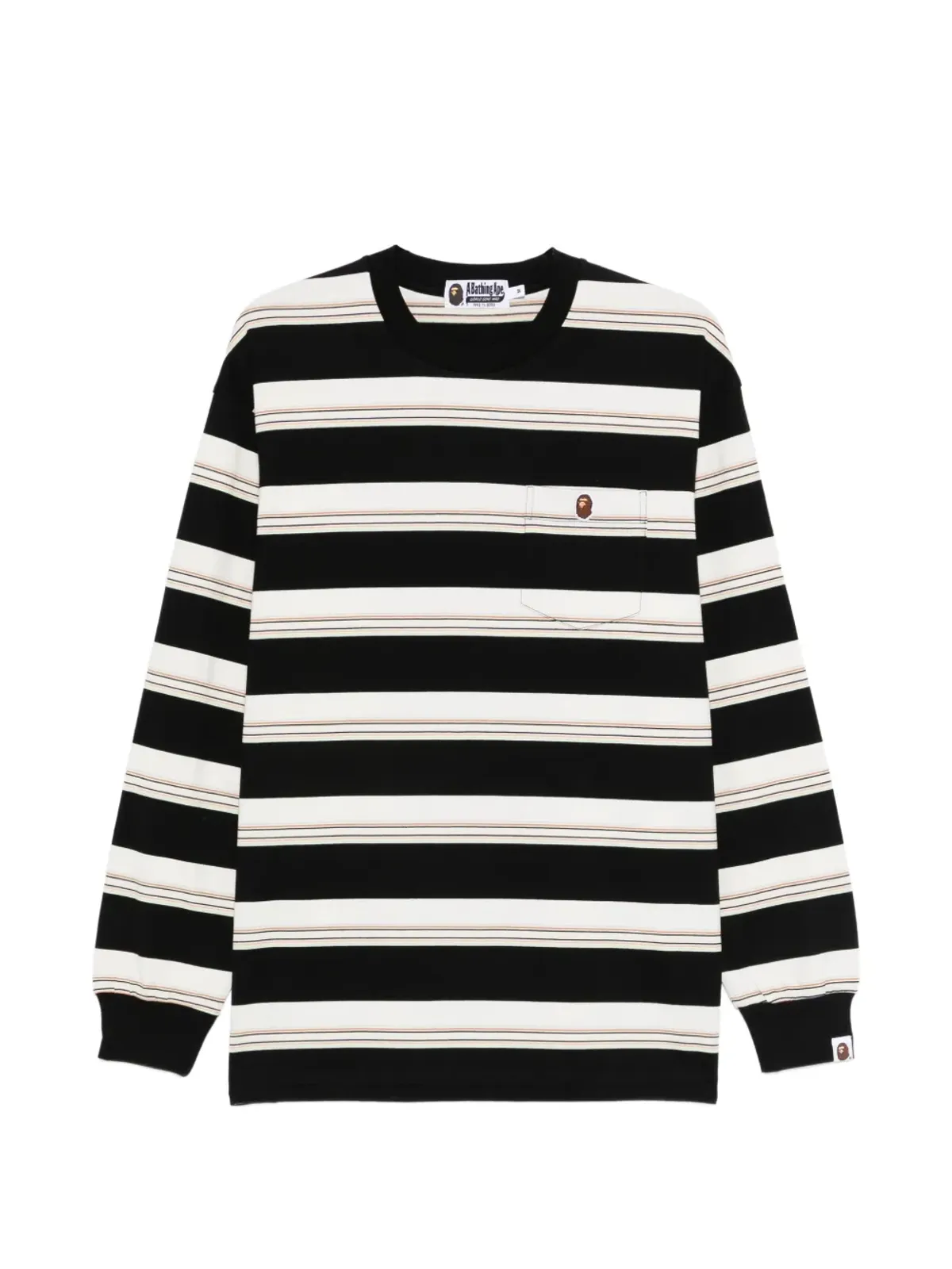 A BATHING APE® ストライプ胸ポケットTシャツ - ブラック - 画像1