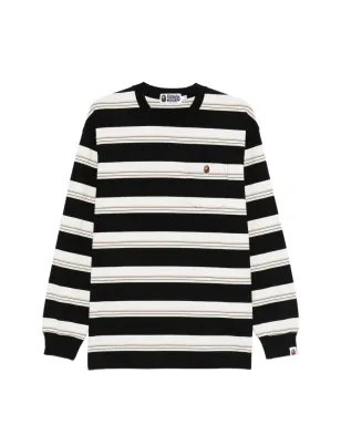 A BATHING APE® ストライプ胸ポケットTシャツ - ブラック - サムネイル1