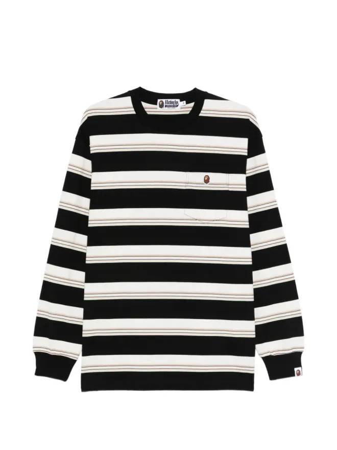 A BATHING APE® A BATHING APE® ストライプ胸ポケットTシャツ - ブラックの商品画像