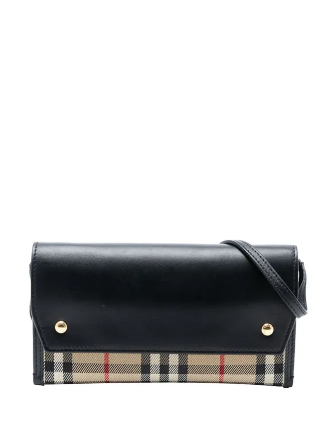 Burberry Pre-Owned Burberry Pre-Owned ハウスチェック キャンバスとレザー フォンポケット クロスボディバッグ - ブラウンの商品画像