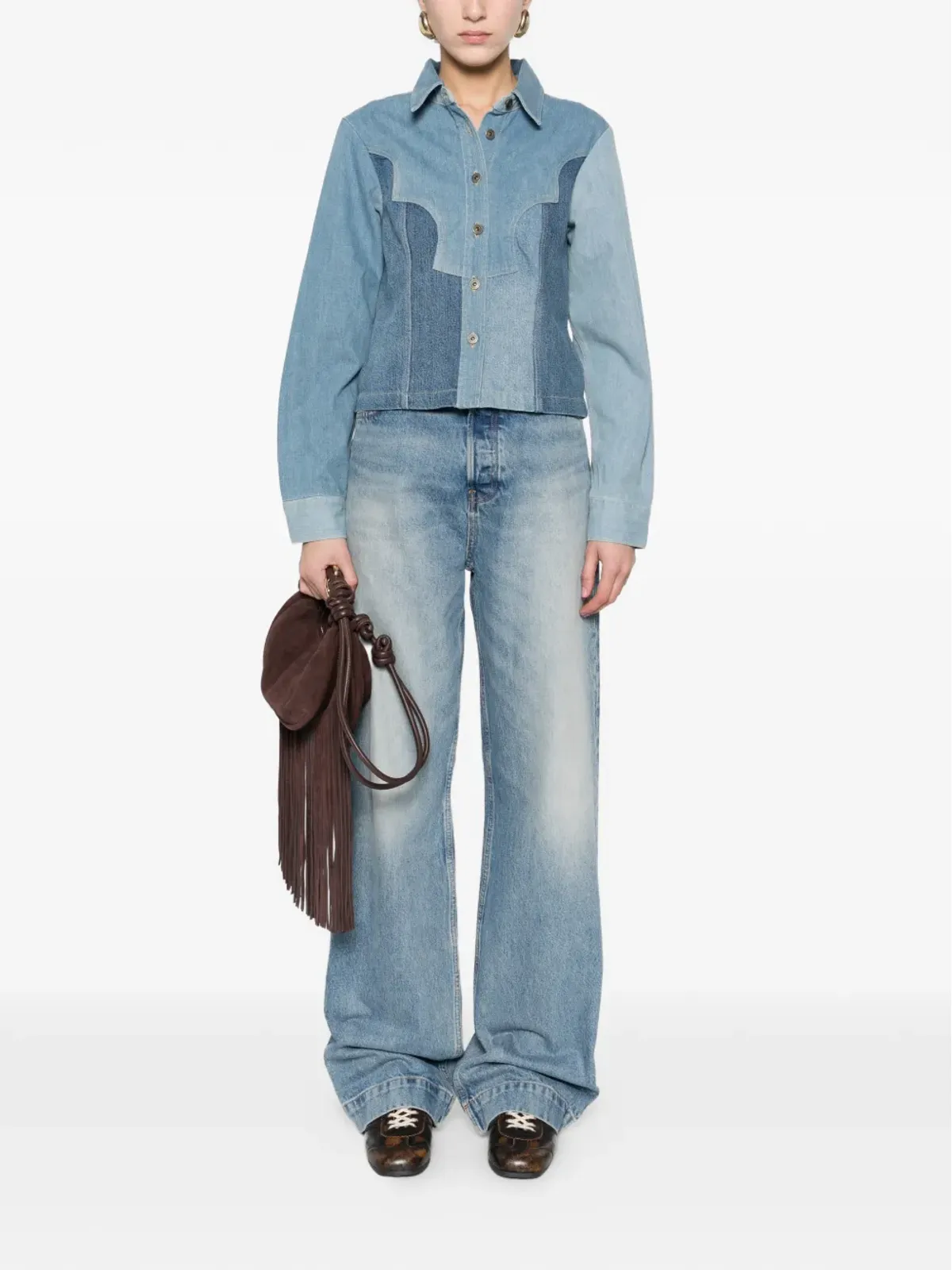 Levi's パッチワークボタンアップジャケット ブルー - 画像2