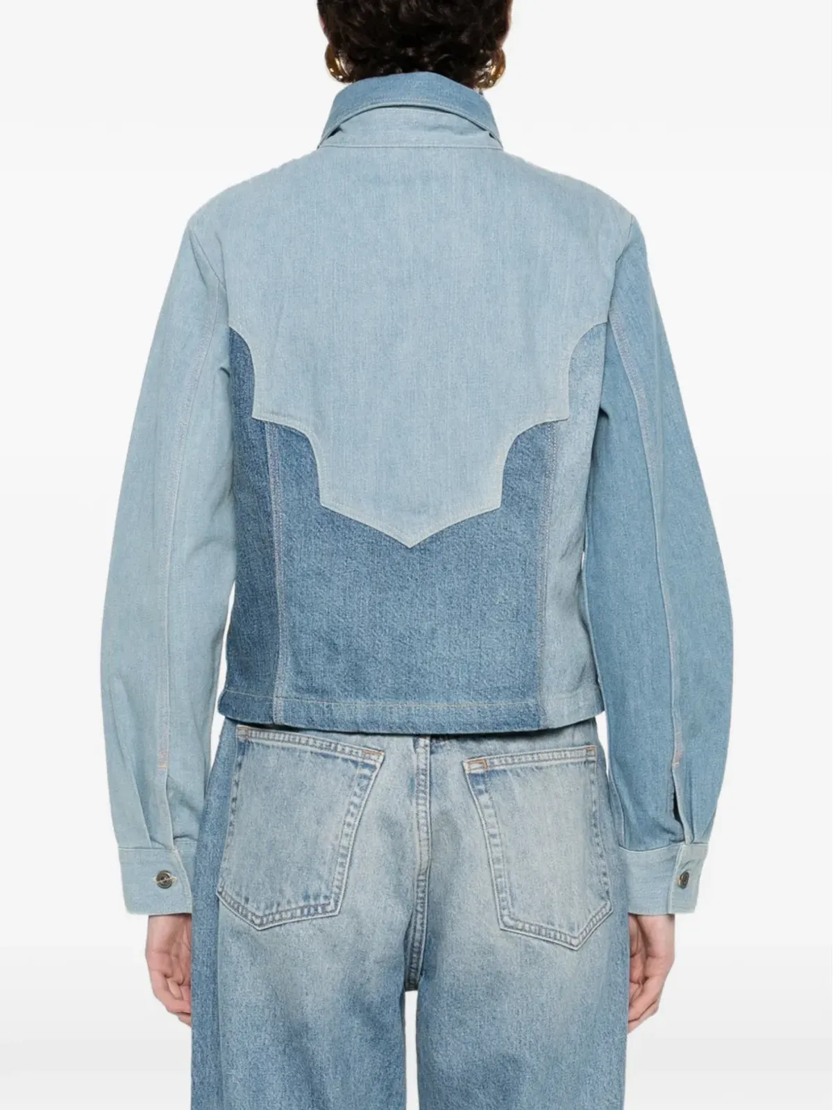 Levi's パッチワークボタンアップジャケット ブルー - 画像4