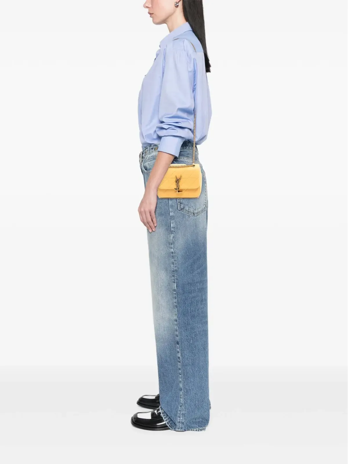 Saint Laurent Pre-Owned ミニ ジャージー ウール パッチワーク ジェイミー クロスボディバッグ - イエロー - 画像2