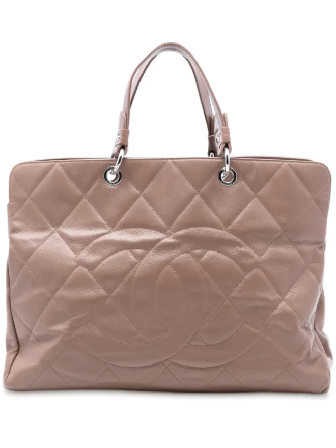 CHANEL Pre-Owned CHANEL ビンテージ 2008-2009 CC キルテッド カヴィア ティムレス トートバッグ - ブラウンの商品画像