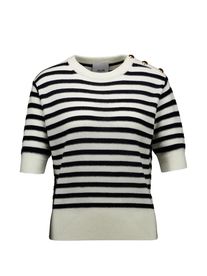 Allude Allude ストライプ柄の半袖セーターの商品画像