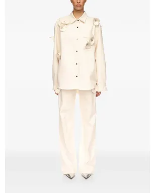 David Koma 3D Flower denim shirt - Neutrals - サムネイル2