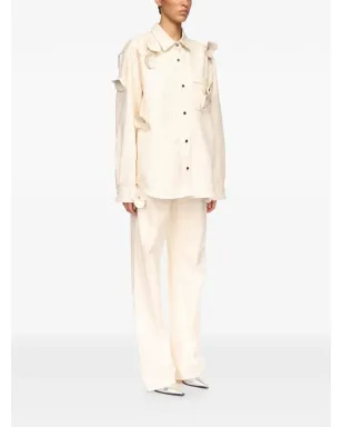 David Koma 3D Flower denim shirt - Neutrals - サムネイル3
