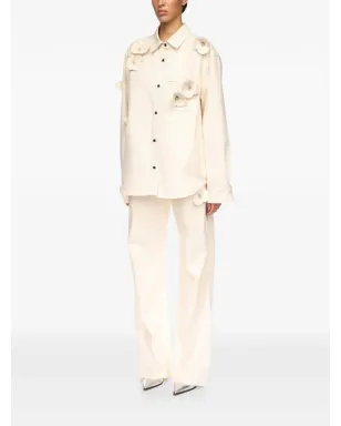 David Koma 3D Flower denim shirt - Neutrals - サムネイル4