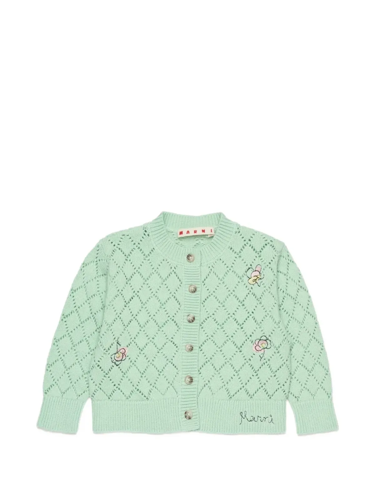 Marni Kids 花柄オープンワークカーディガン - 画像1