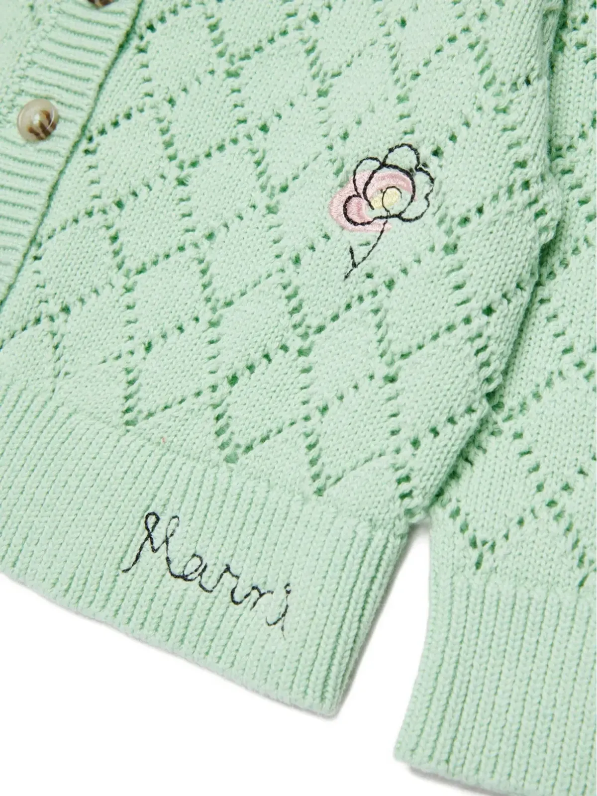 Marni Kids 花柄オープンワークカーディガン - 画像4