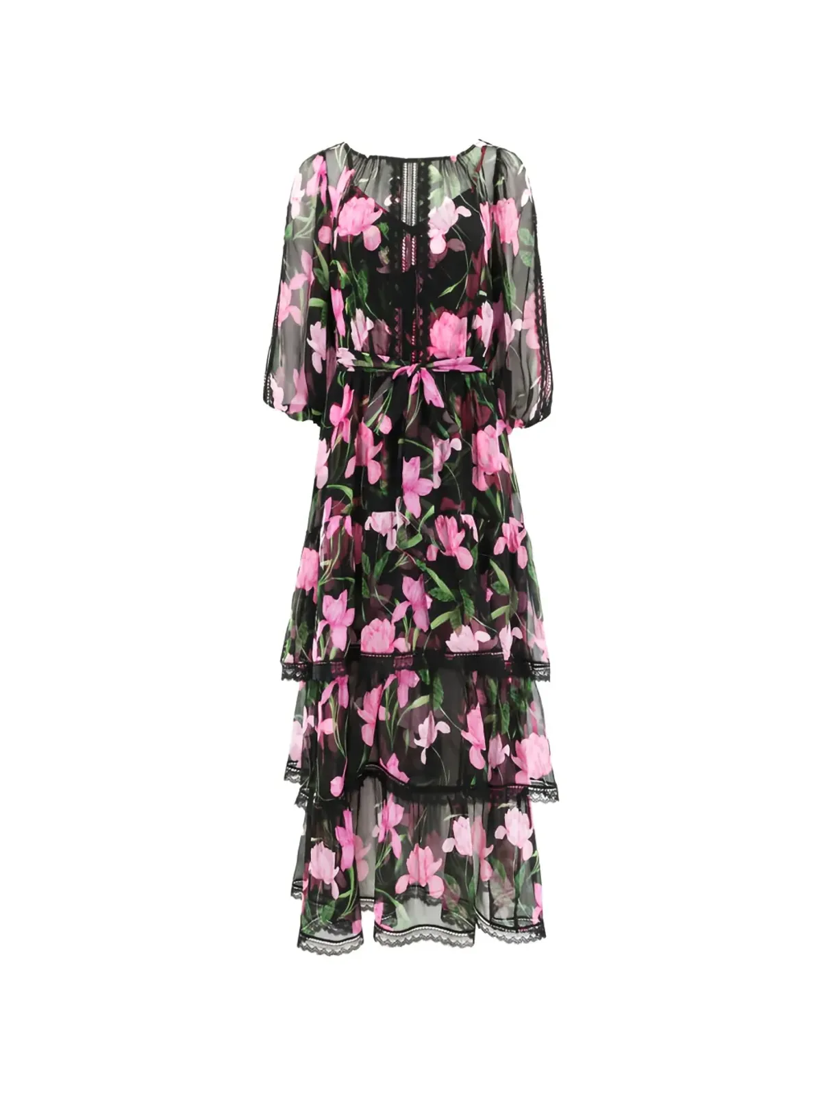 Christy Lynn Nina floral-print midi dress - Black - 画像1