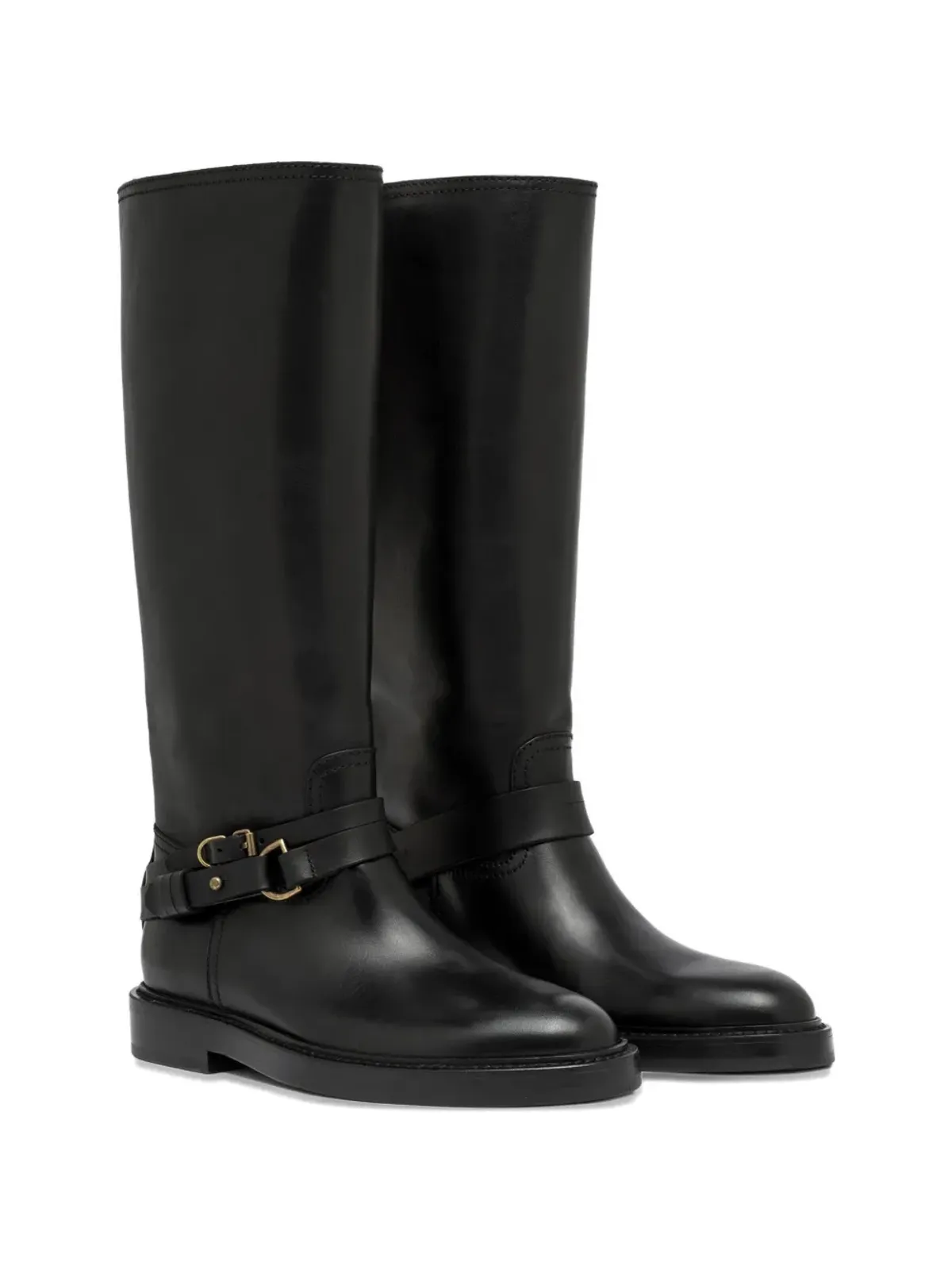 Buttero Laydee buckle-strap knee-high boots - Black - 画像2
