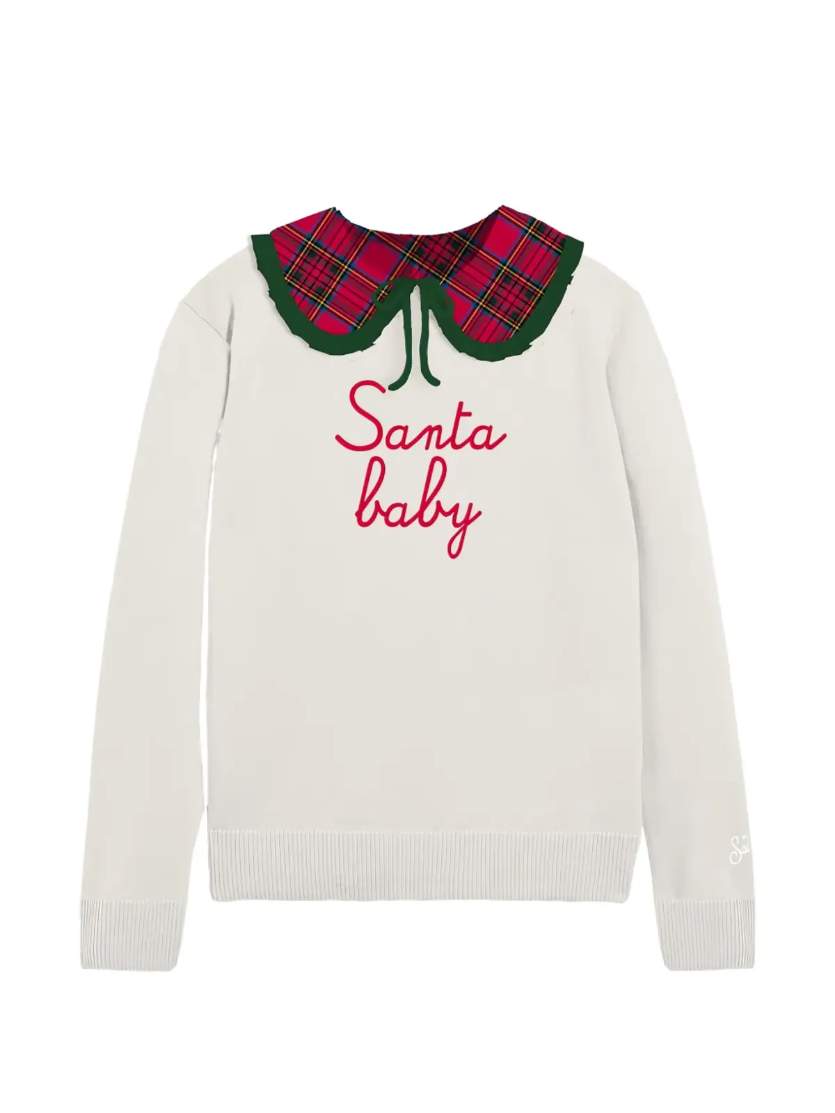 MC2 Saint Barth Kids スカラップ付きタータンチェック襟のジャンパー - 画像1