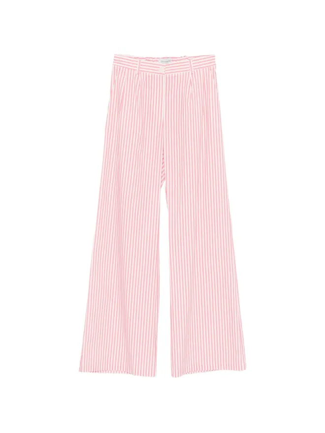 ERMANNO FIRENZE ERMANNO FIRENZE ストライプ入りワイドレッグパンツ - ピンクの商品画像