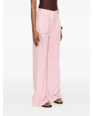 ERMANNO FIRENZE ストライプ入りワイドレッグパンツ - ピンク - サムネイル3