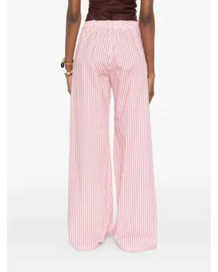 ERMANNO FIRENZE ストライプ入りワイドレッグパンツ - ピンク - サムネイル4