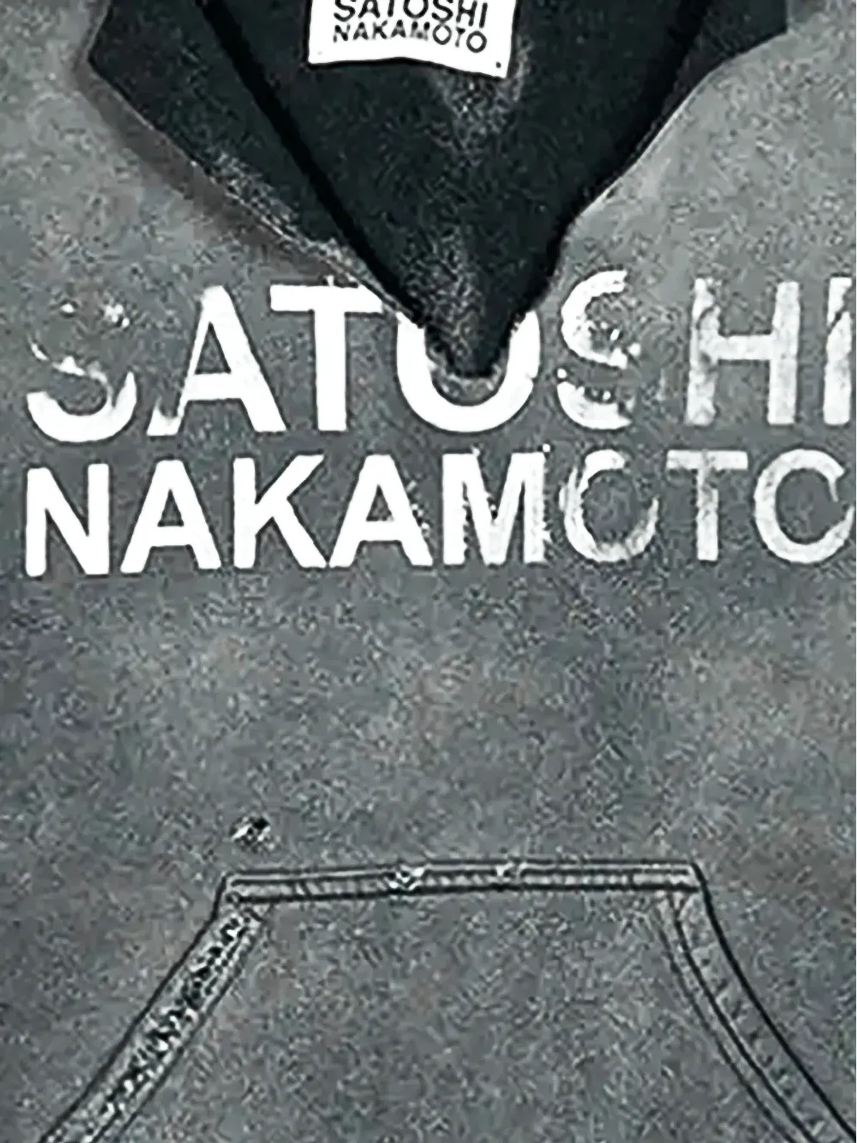 SATOSHI NAKAMOTO ディストレスドVカットフーディー - グレー - 画像2