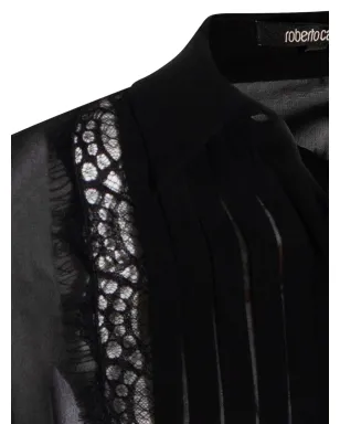 Roberto Cavalli レースパネル ブラウス ブラック - サムネイル3