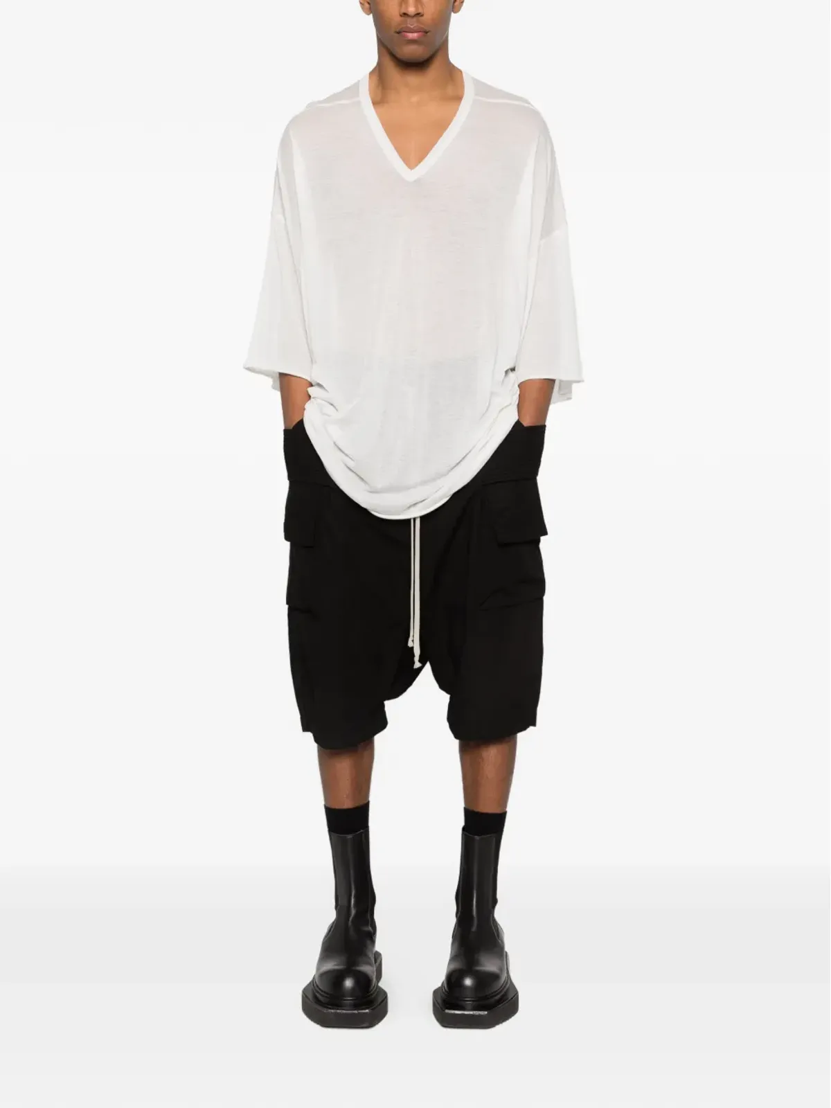 Rick Owens DRKSHDW Creatch カーゴポケット ドローコード付きショーツ - ブラック - 画像2